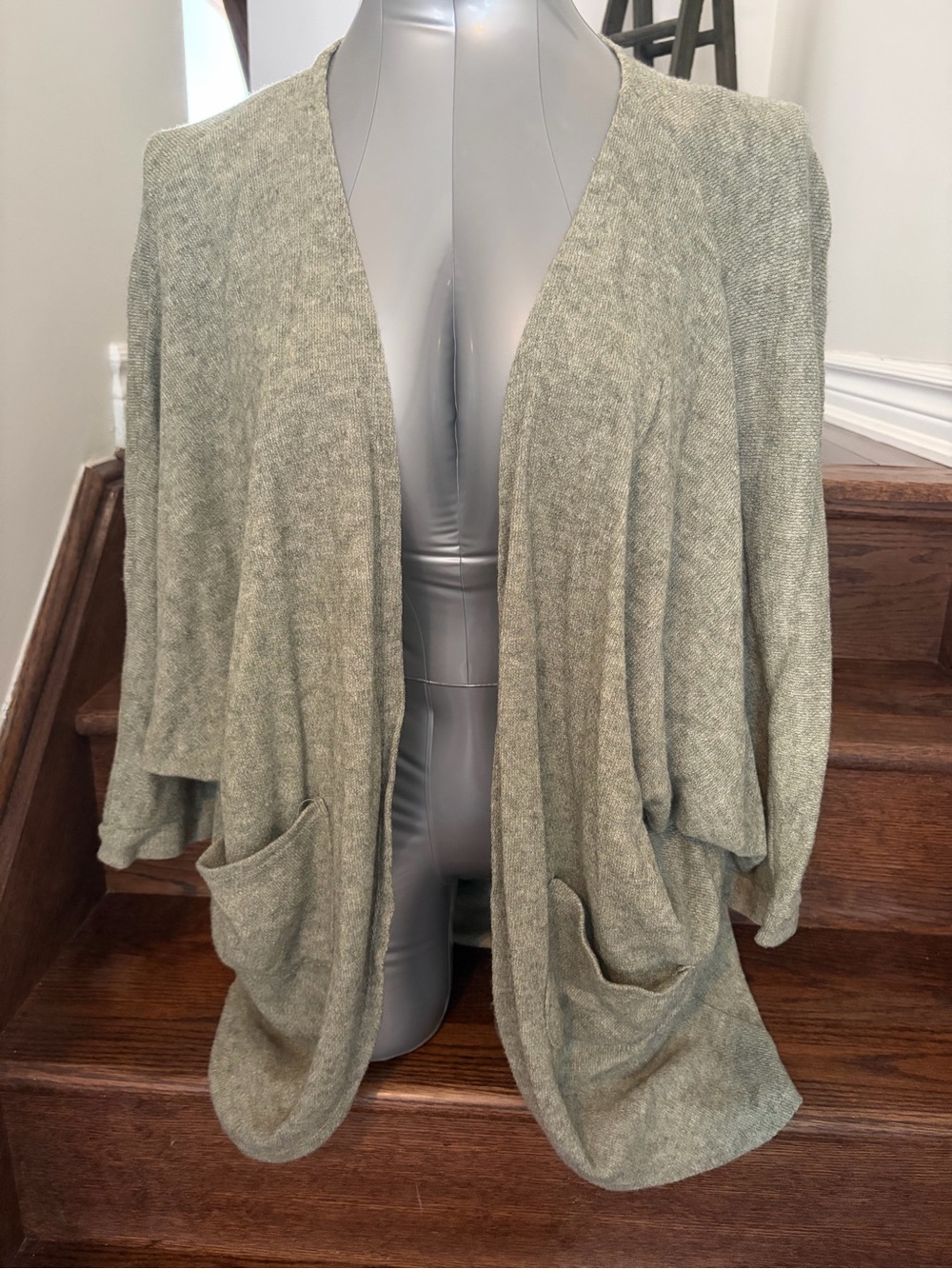 Cozy Casual Open-Front Cardigan in Sage Green